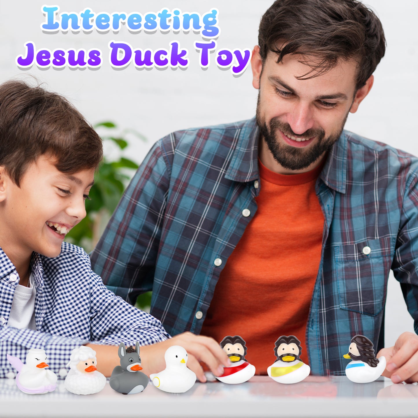 10PCS Rubber Ducks for Jeeps, Fun Jesus Rubber Ducks Sheep Donkey Angel Pigeon Christian Duck Toys, Bath Duckies Toy Gifts for Kids, Churches Christian Decoration Party Favors